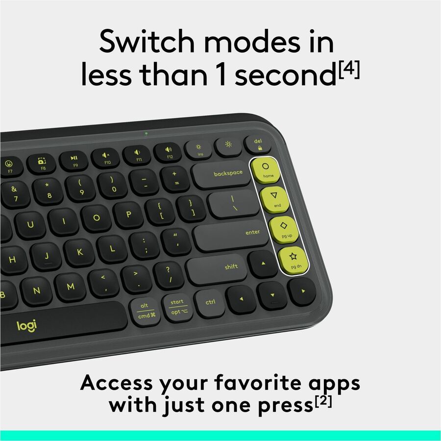 Logitech POP ICON KEYS Wireless Bluetooth Keyboard, Comfortable Typing, Programmable Keys, Easy-Switch Between up to 3 Devices (Graphite & Green)