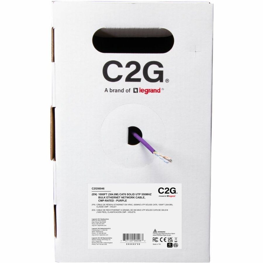 C2G BULK CAT6 UTP CMP TAA PRPLE