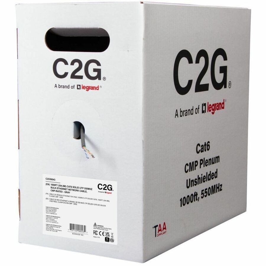 C2G BULK CAT6 UTP CMP TAA GRAY