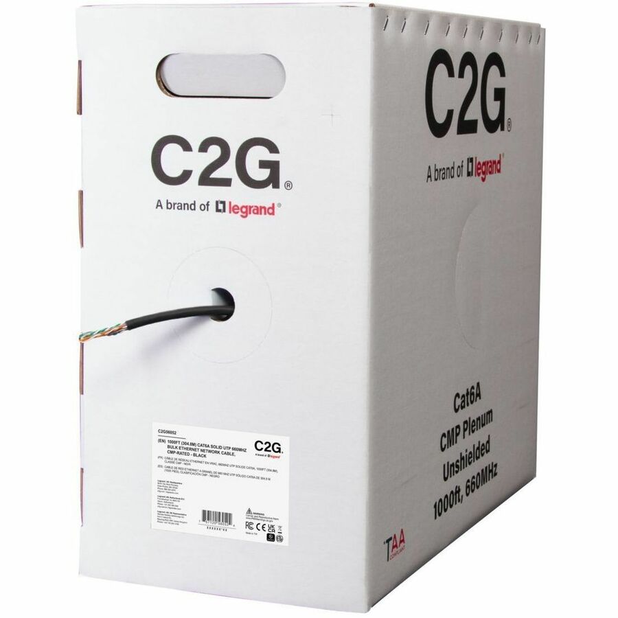 C2G BULK CAT6A UTP CMP TAA BLK