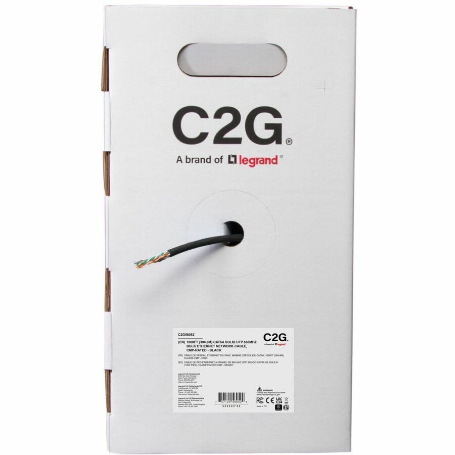 C2G BULK CAT6A UTP CMP TAA BLK