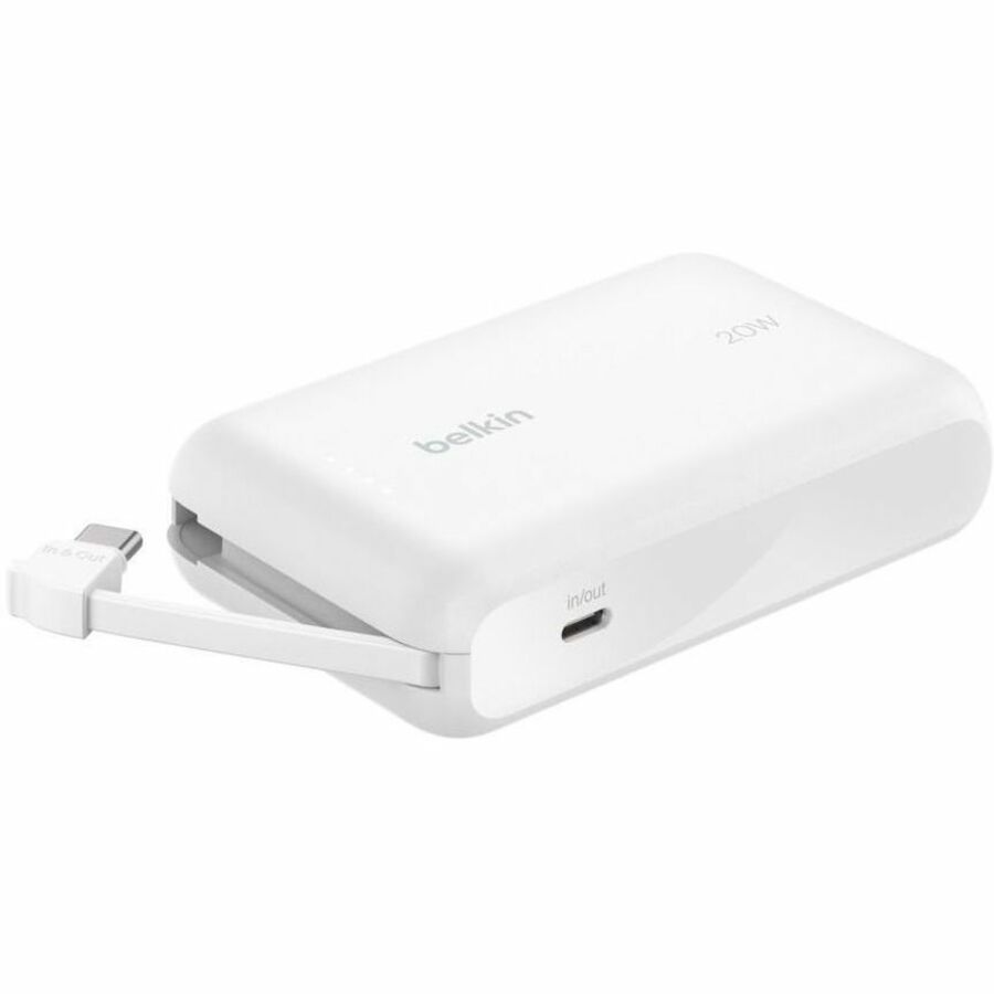 Belkin - Boostcharge Power Bank With Integrated Cable 10000 Mah - White