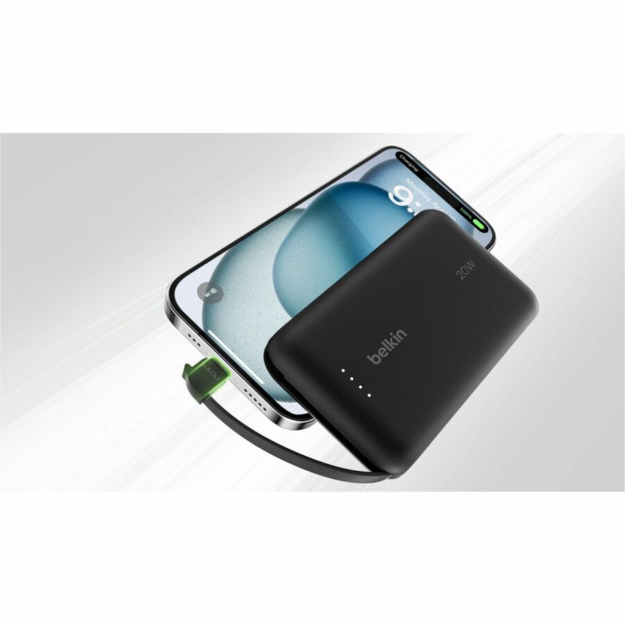 Belkin - Boostcharge Power Bank With Integrated Cable 10000 Mah - Black