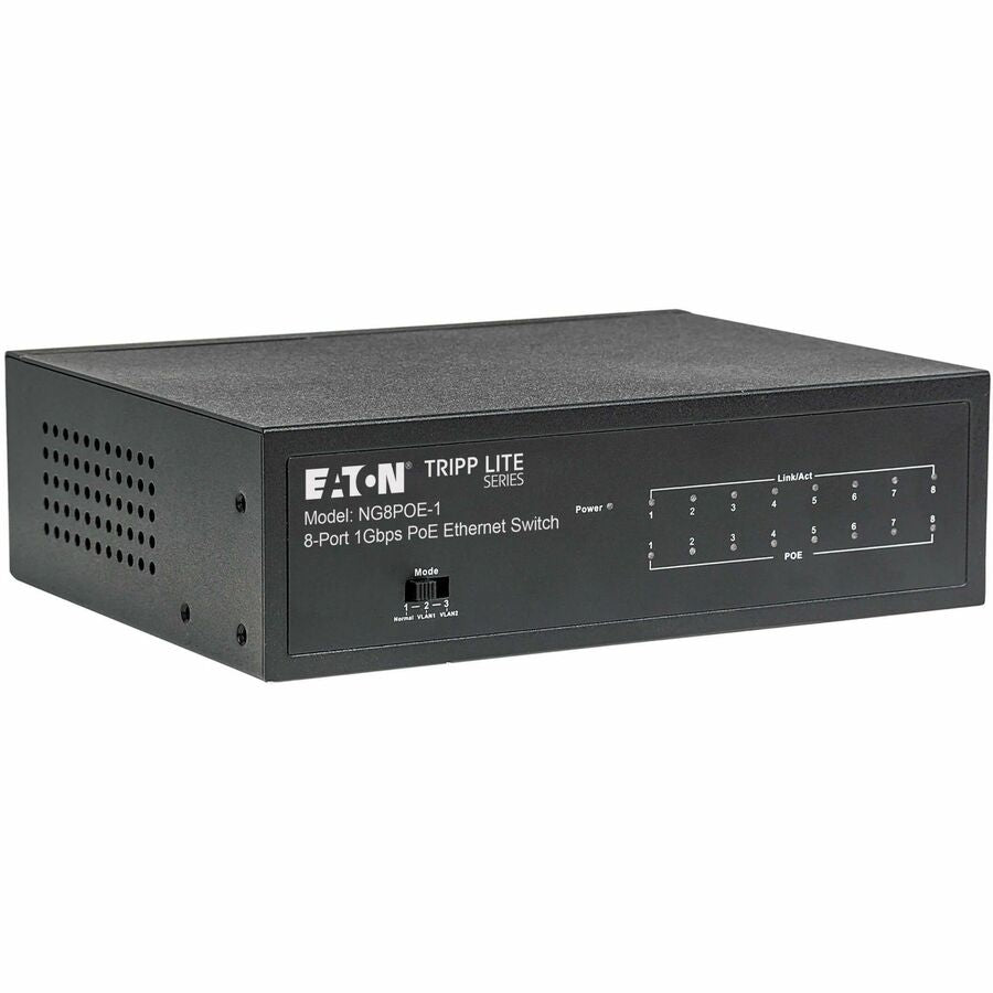 Eaton Tripp Lite Series 8-Port 10/100/1000 Mbps Desktop Gigabit Ethernet Unmanaged Switch with PoE+, 60W, Metal Enclosure