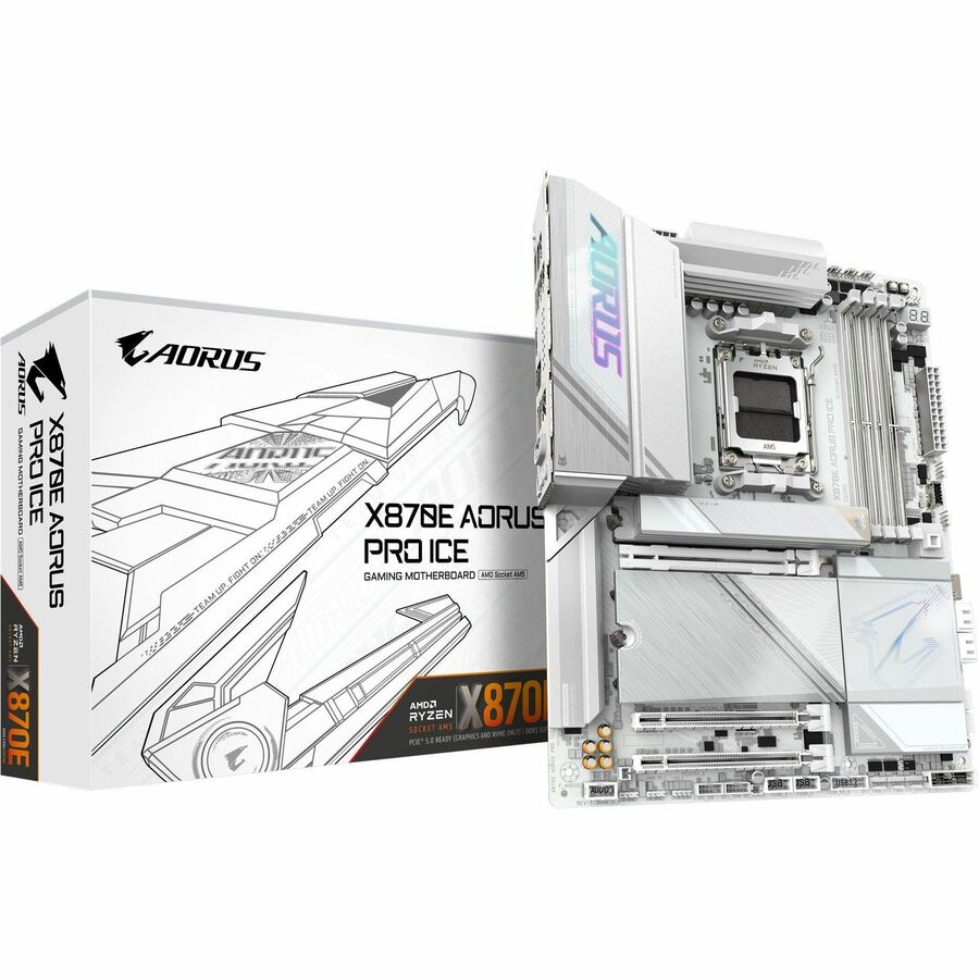 Aorus Ultra Durable X870E AORUS PRO ICE Gaming Desktop Motherboard - AMD X870E Chipset - Socket AM5 - ATX