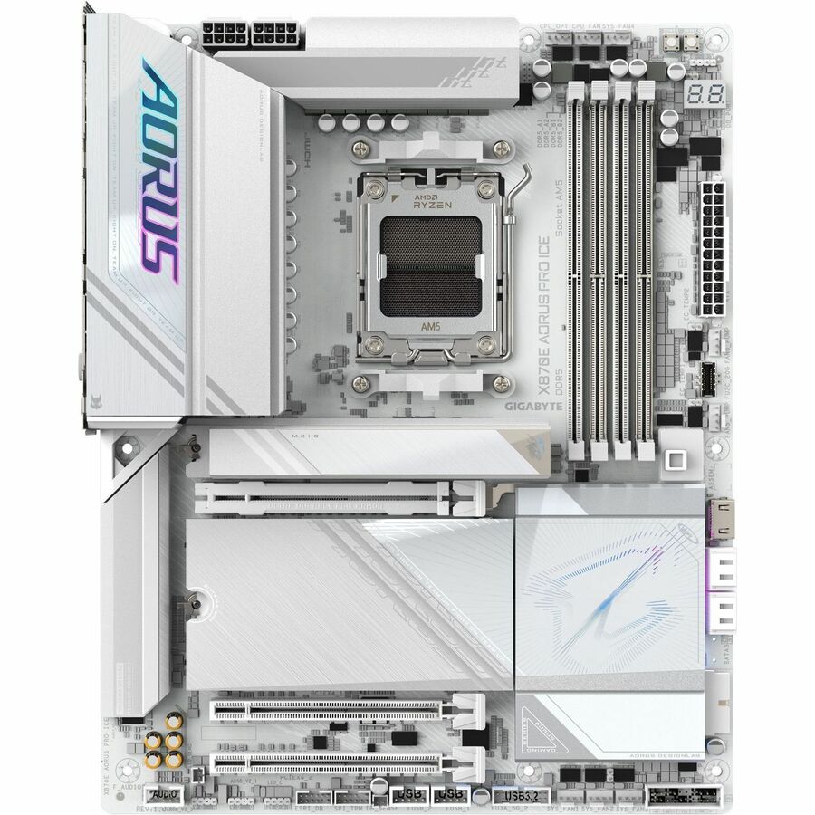 Aorus Ultra Durable X870E AORUS PRO ICE Gaming Desktop Motherboard - AMD X870E Chipset - Socket AM5 - ATX