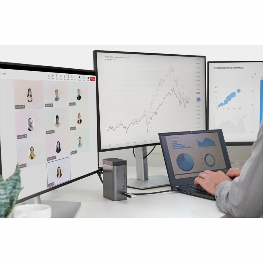 Belkin 11-in-1 Triple Display USB-C Docking Station - 10 Gbps - 1xUSB-A, 4xUSB-C, 2xHDMI, 1xEthernet, 1x3.5mm Audio, 1xSD, 1xMicro SD - w/ USB-C Cable - Grey