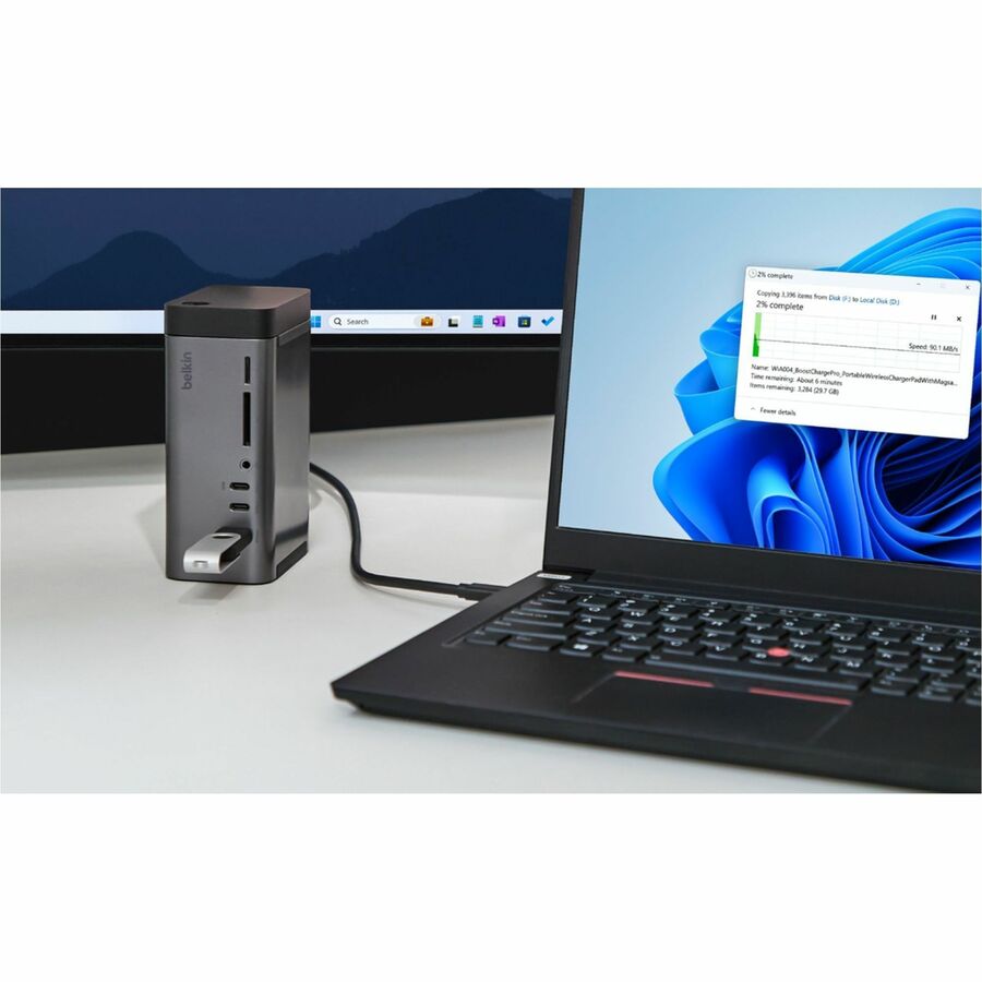 Belkin 11-in-1 Triple Display USB-C Docking Station - 10 Gbps - 1xUSB-A, 4xUSB-C, 2xHDMI, 1xEthernet, 1x3.5mm Audio, 1xSD, 1xMicro SD - w/ USB-C Cable - Grey