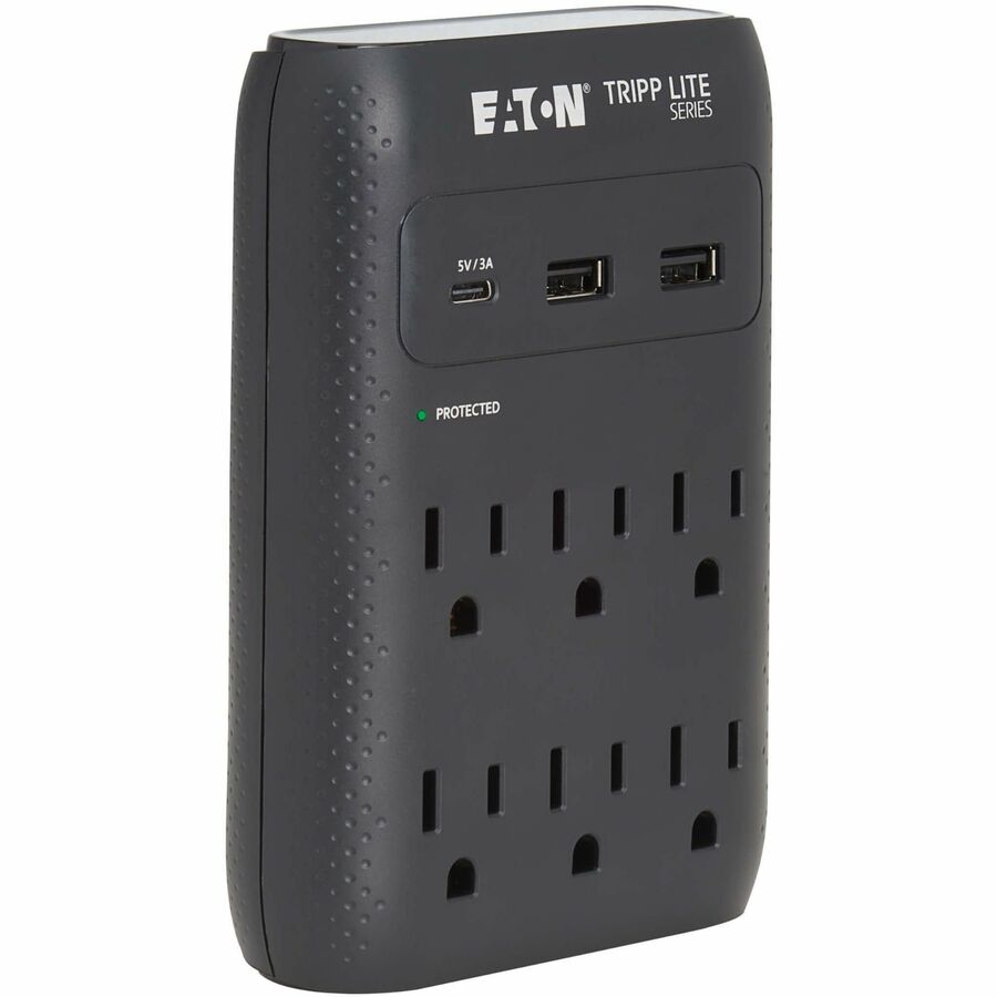 Eaton Tripp Lite Series Protect It! 6-Outlet Surge Protector - 5-15R Outlets, USB-C and USB-A Ports, 5-15P Direct Plug-In, 1080 Joules, Black