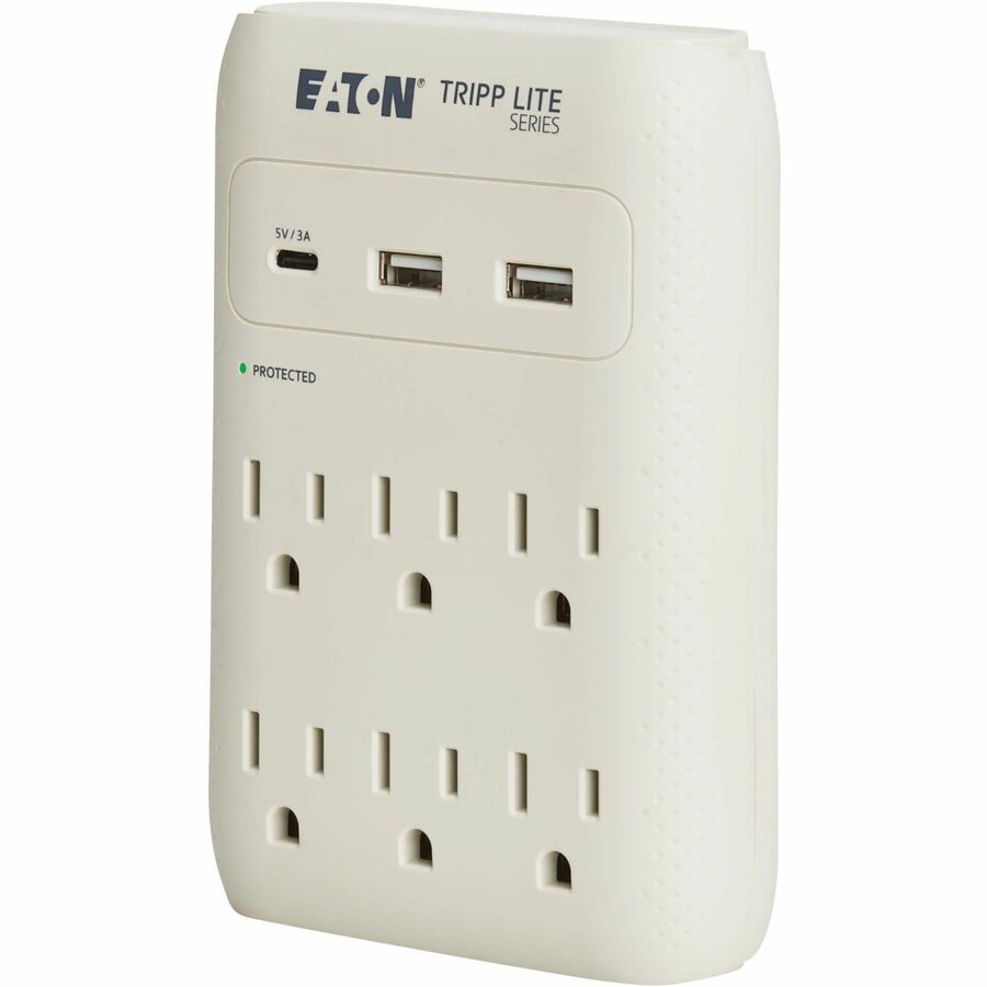 Eaton Tripp Lite Series Protect It! 6-Outlet Surge Protector - 5-15R Outlets, USB-C and USB-A Ports, 5-15P Direct Plug-In, 1080 Joules, Gray