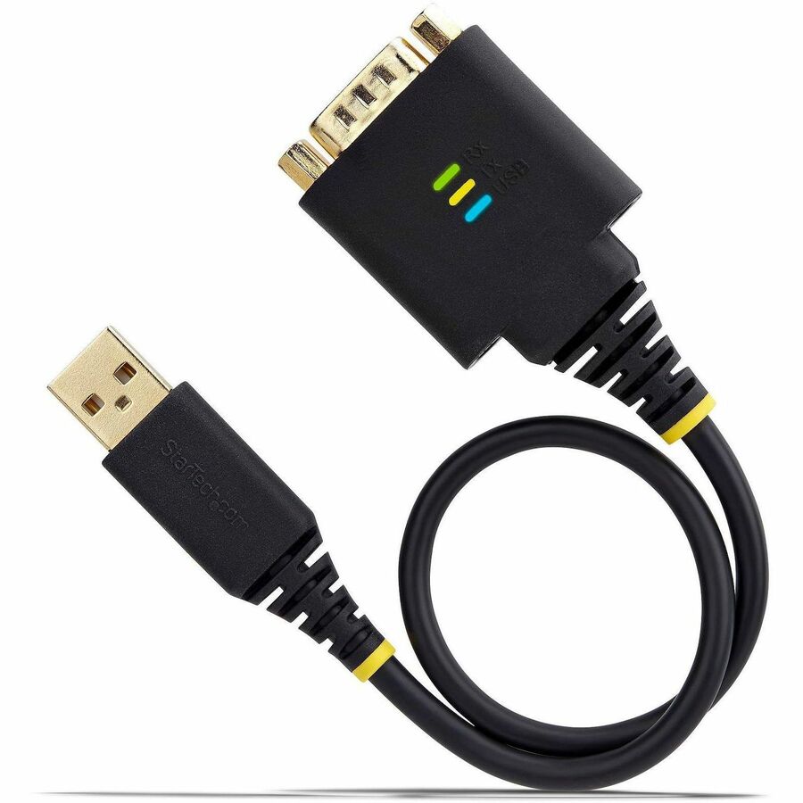 StarTech.com 1ft (30cm) USB to Serial Adapter Cable, COM Retention, FTDI, DB9 RS232, Interchangeable DB9 Nuts/Screws, Windows/macOS/Linux