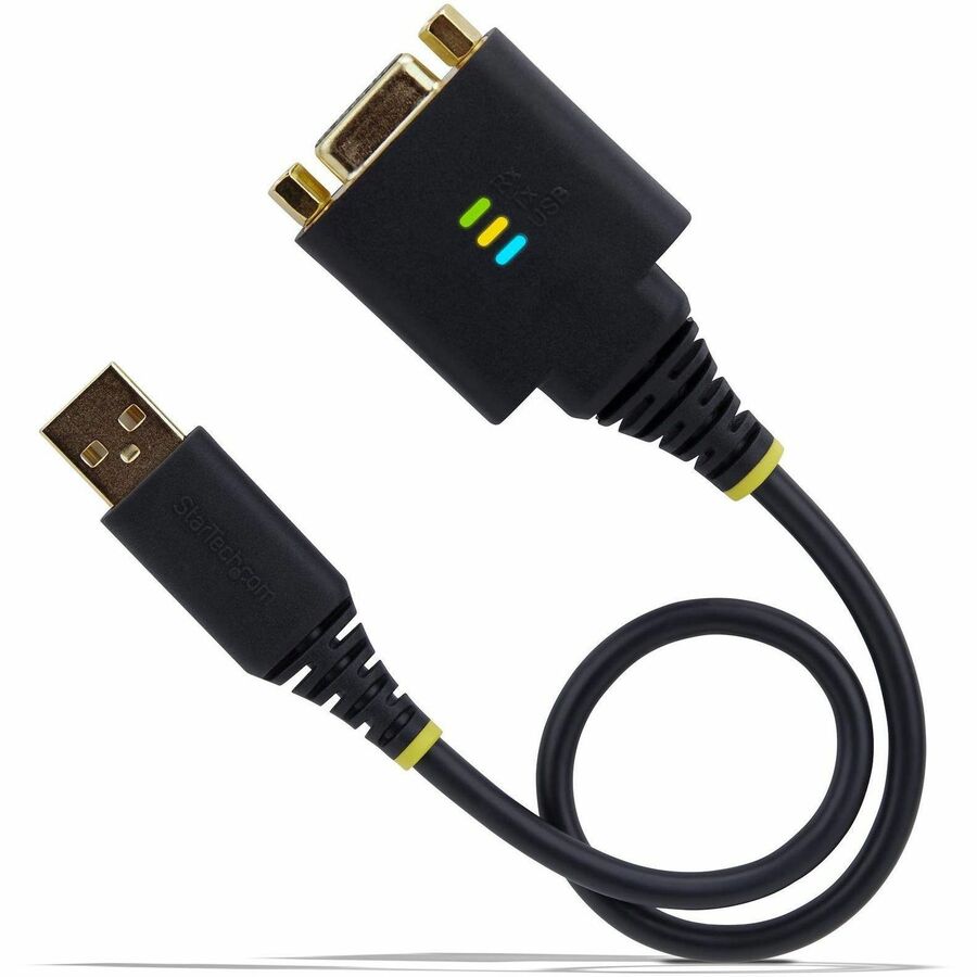 StarTech.com 1ft/30cm USB to Null Modem Serial Adapter Cable, COM Retention, FTDI, RS232, Changeable DB9 Nuts/Screws, Windows/macOS/Linux