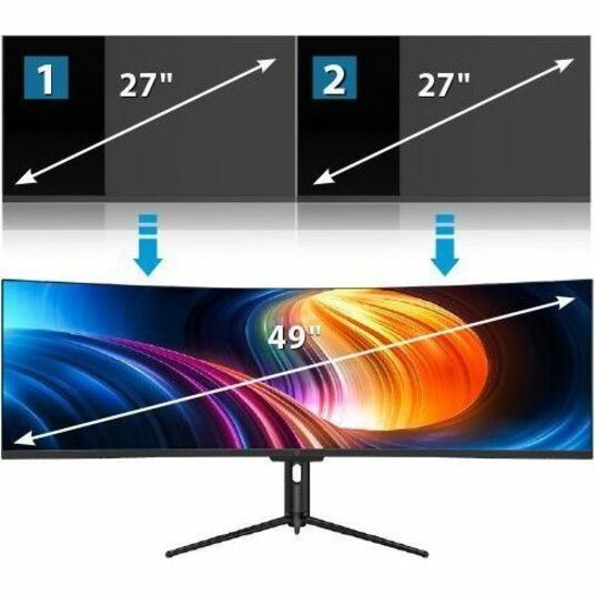 V7 L490DQ-HAS-N 49" Class Dual Quad HD (DQHD) Curved Screen LED Monitor - 32:9 - Black