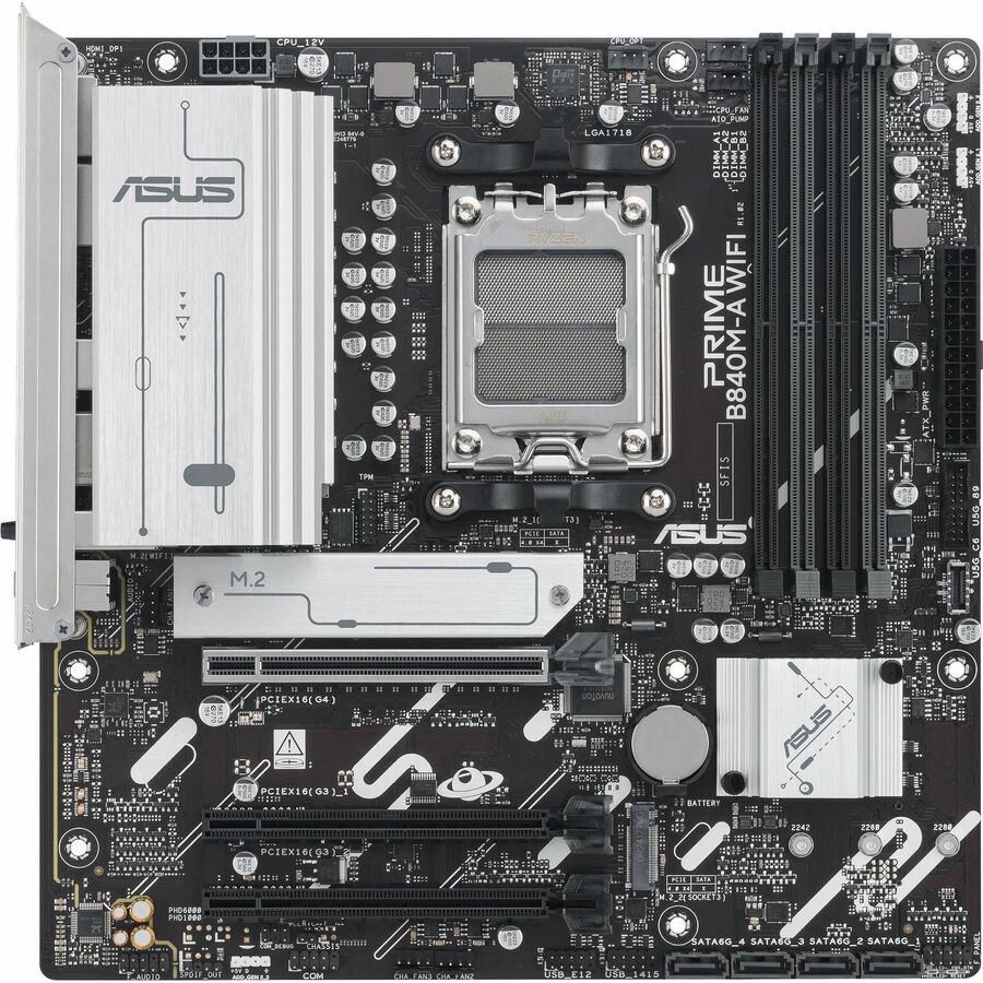 Asus Prime B840M-A WIFI-CSM Gaming Desktop Motherboard - AMD B840 Chipset - Socket AM5 - Micro ATX