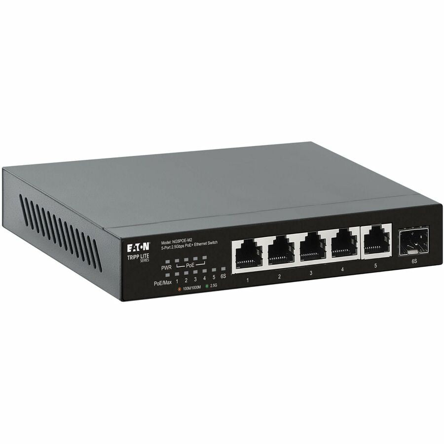 Eaton Tripp Lite Series 5-Port 2.5 Gbps Desktop Gigabit Ethernet Unmanaged Switch with PoE+ Pass-Through, 70W, Metal Enclosure, TAA