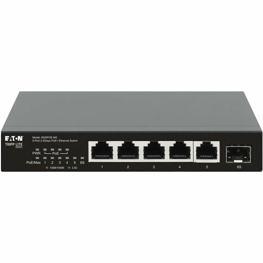 Eaton Tripp Lite Series 5-Port 2.5 Gbps Desktop Gigabit Ethernet Unmanaged Switch with PoE+ Pass-Through, 70W, Metal Enclosure, TAA