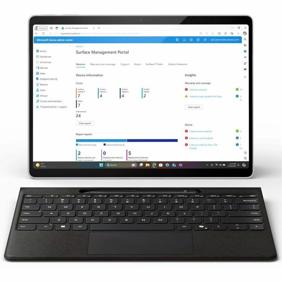 Microsoft Surface Pro 11 Copilot+ PC Tablet - 13" - vPro Technology - 32 GB - 512 GB SSD - Windows 11 Pro - Platinum - TAA Compliant