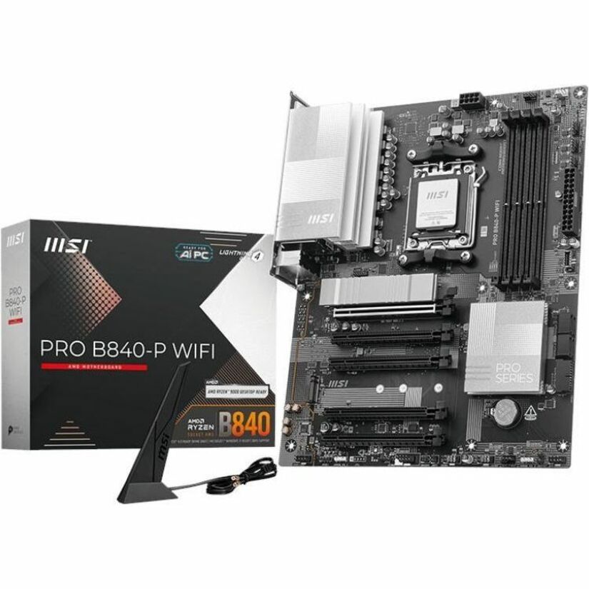 MSI Pro B840-P WIFI Gaming Desktop Motherboard - AMD B840 Chipset - Socket AM5 - ATX