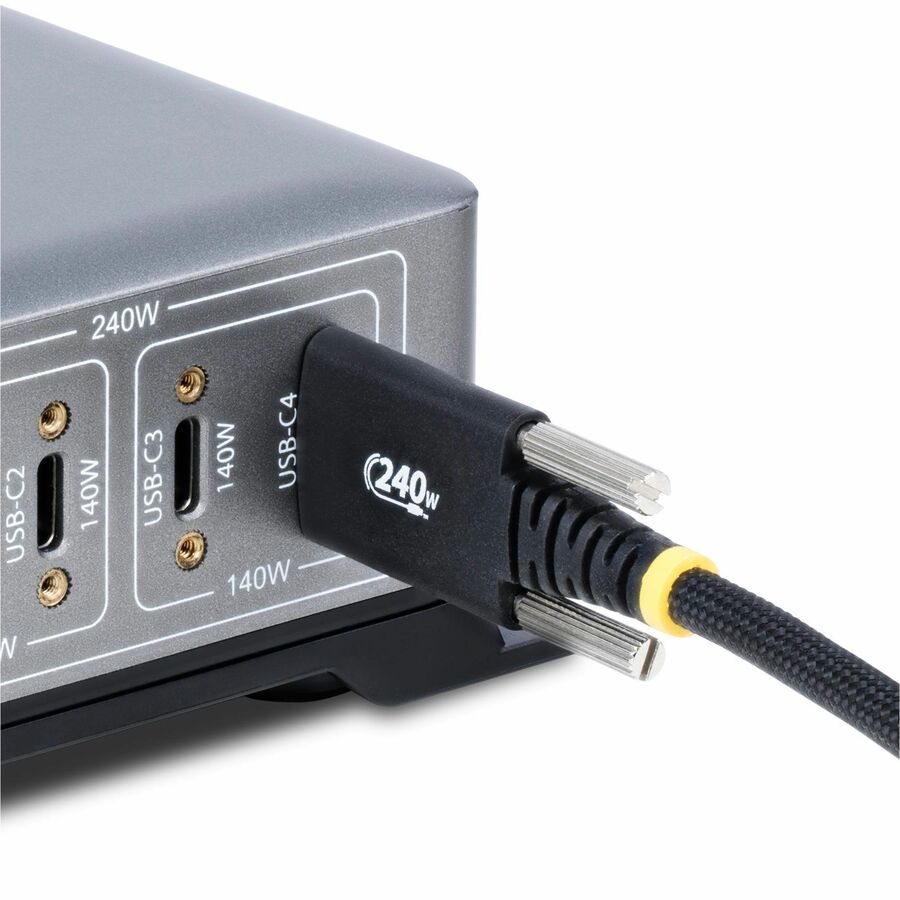 StarTech.com 6.6ft (2m) USB-C Charging Cable, Side Screw Locking, 240W (5A) PD EPR, Silicone Jacket w/Braid, Rugged USB 2.0 Cord, USB-IF