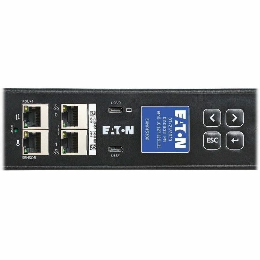 Eaton 3-Phase Managed Rack PDU G4, 208V, 24 Outlets, 24A, 8.6kW, L15-30 Input, 10 ft. Cord, 0U Vertical