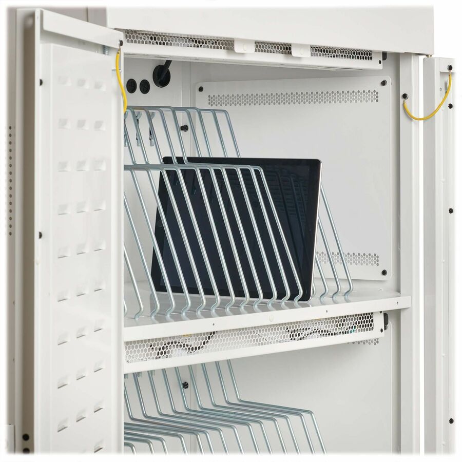 Eaton Tripp Lite Series Safe-IT 36-Device UV Mobile Charging Cart for Laptops and Chromebooks - 120V, NEMA 5-15P, 10 ft. (3.1 m) Cord, Antimicrobial, Wood-Grain Top, White