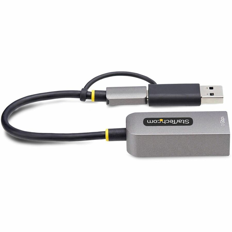 StarTech.com USB-C to to Ethernet Adapter with USB-A Dongle, 10/100/1000Mbps, USB 3.0 to Gigabit Network Adapter, Windows/macOS/Linux