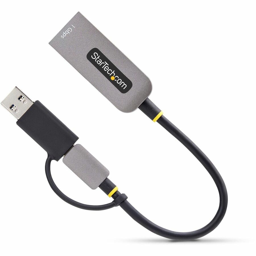 StarTech.com USB-C to to Ethernet Adapter with USB-A Dongle, 10/100/1000Mbps, USB 3.0 to Gigabit Network Adapter, Windows/macOS/Linux