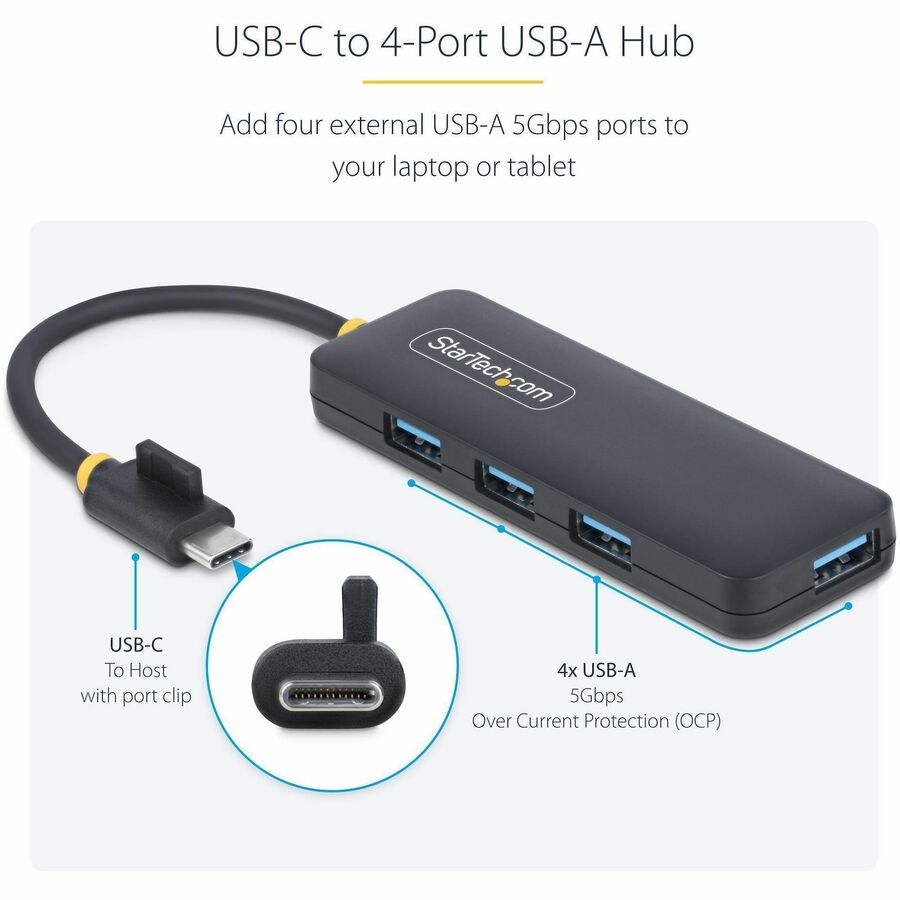 StarTech.com StarTech.com 4-Port USB-C Hub, 5Gbps, USB-C to 4x USB-A, Bus Powered, Small Travel Mini Hub, USB 3.0 Expansion Hub, Portable
