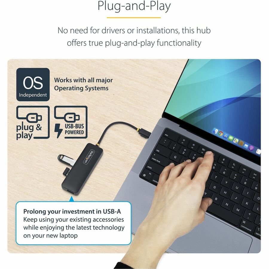 StarTech.com StarTech.com 4-Port USB-C Hub, 5Gbps, USB-C to 4x USB-A, Bus Powered, Small Travel Mini Hub, USB 3.0 Expansion Hub, Portable