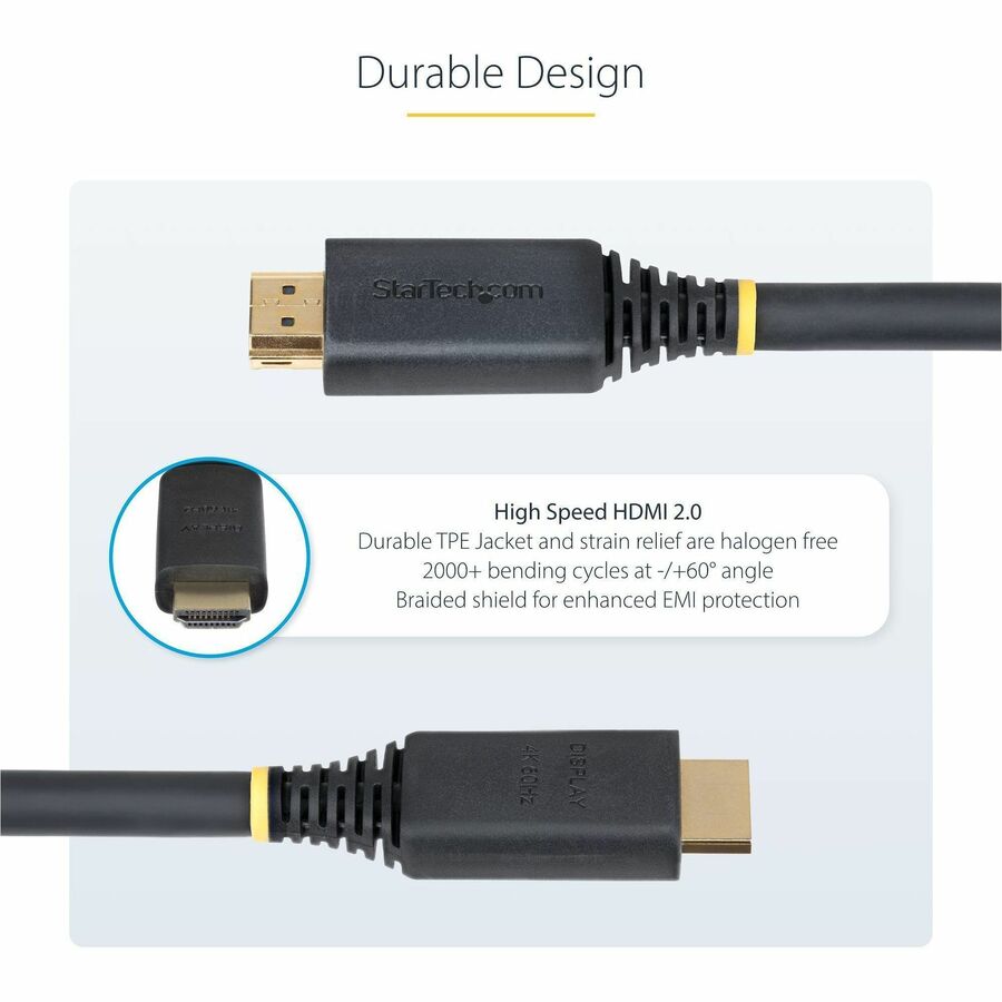 StarTech.com 30ft (9.1m) Active High Speed HDMI Cable, 4K 60Hz/1440p 144Hz, 18Gbps, UHD HDMI 2.0 Cord, TPE Jacket