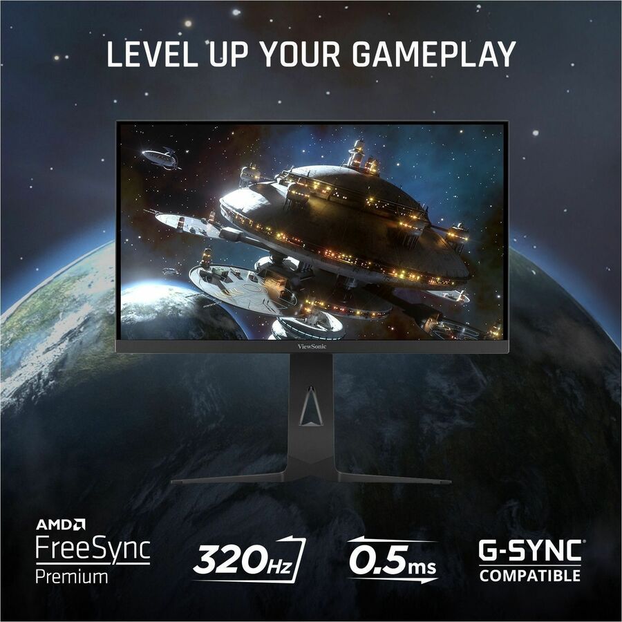 ViewSonic XG275D-4K 27 Inch 4K UHD Gaming Monitor with Switchable Refresh Rate Up to 320Hz, 0.5ms Response Time, AMD FreeSync Premium, Advanced Ergonomics, HDMI, DisplayPort, and 65W USB-C