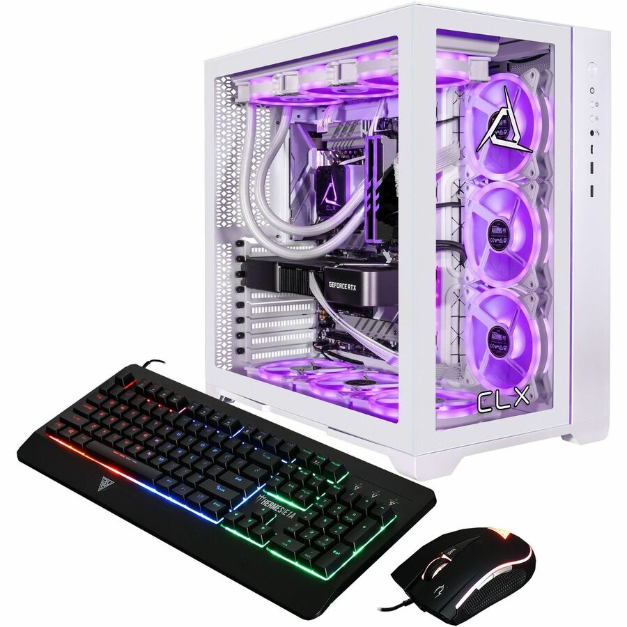 CLX SET Gaming Desktop Computer - AMD Ryzen 7 7800X3D - 64 GB - 6 TB HDD - 2 TB SSD - Mid-tower - White
