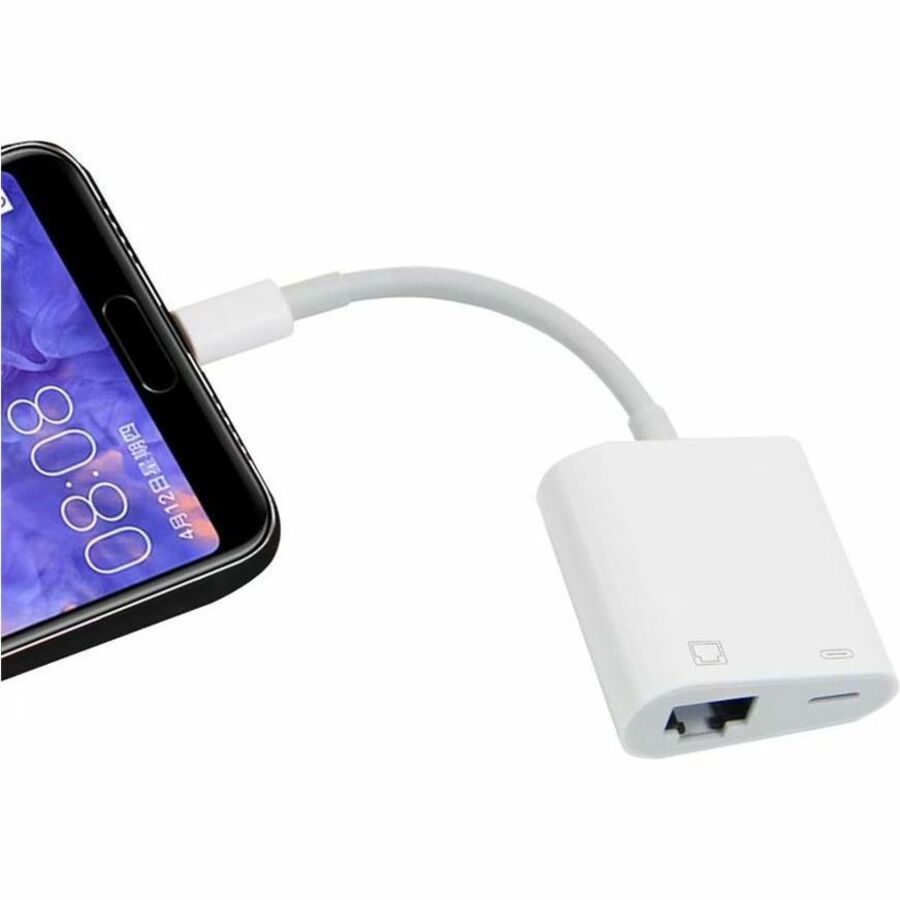 4XEM 2-in-1 8-pin Lightning to RJ-45 Ethernet and USB-C Adapter - MFi Certified