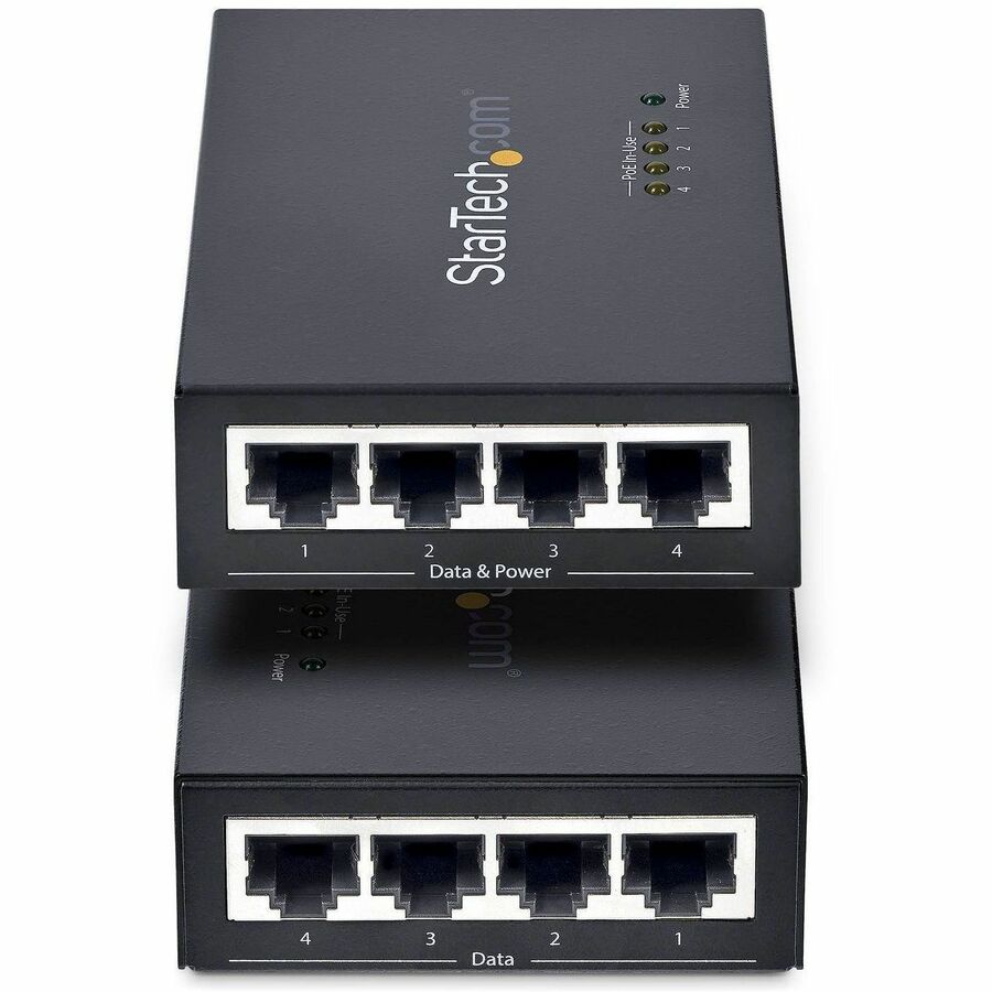 StarTech.com 4-Port Gigabit Midspan, PoE+ Injector, 802.3at & 802.3af, Wall-Mountable Power over Ethernet Midspan, TAA Compliant