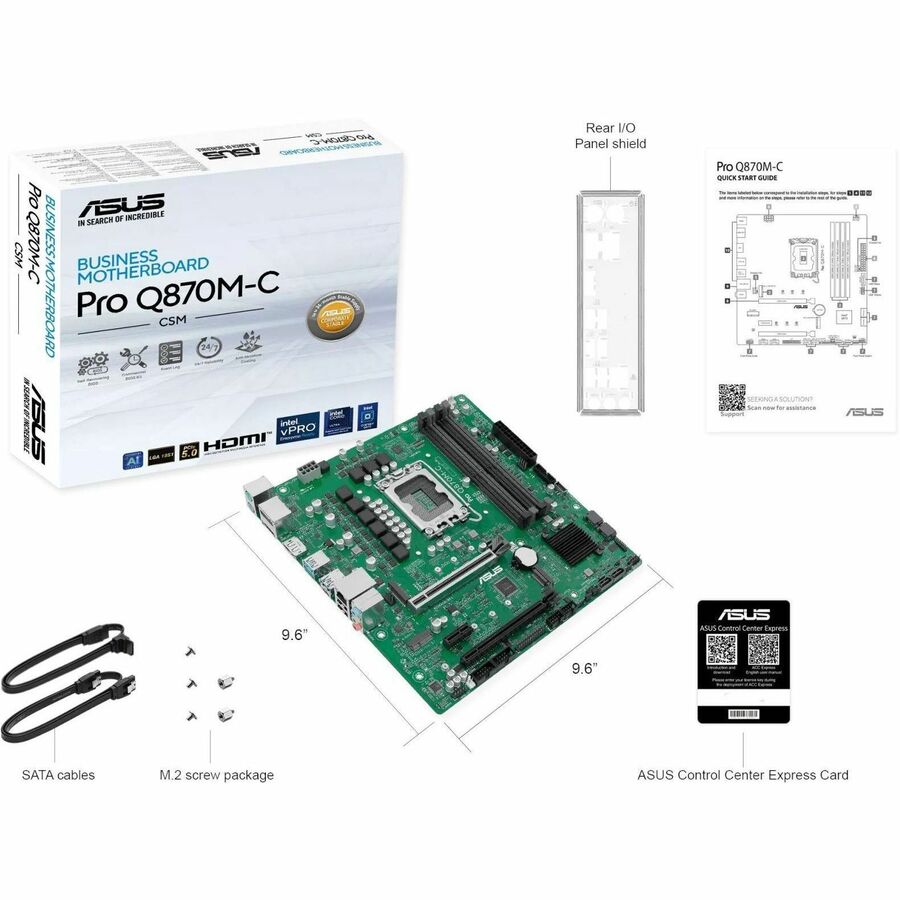 Asus Pro PRO Q870M-C-CSM Desktop Motherboard - Intel Q870 Chipset - Socket LGA-1851 - Micro ATX
