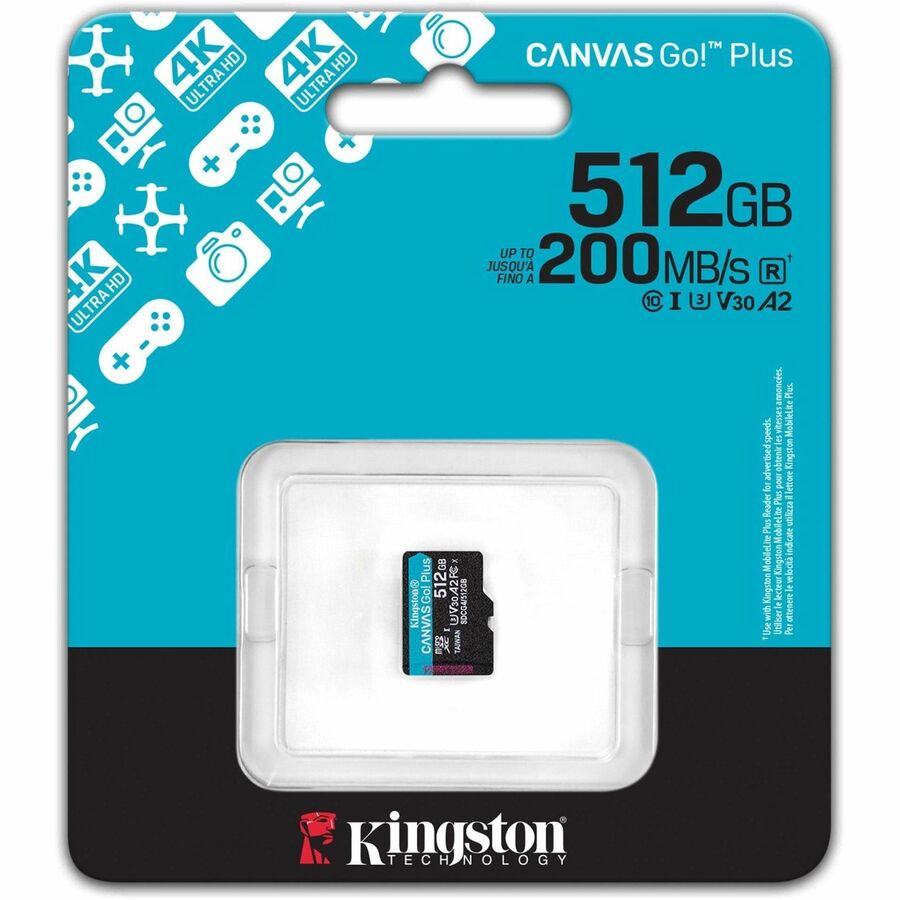 Kingston Canvas Go! Plus 512 GB Class 10/UHS-I (U3) V30 microSDXC - 1 Pack