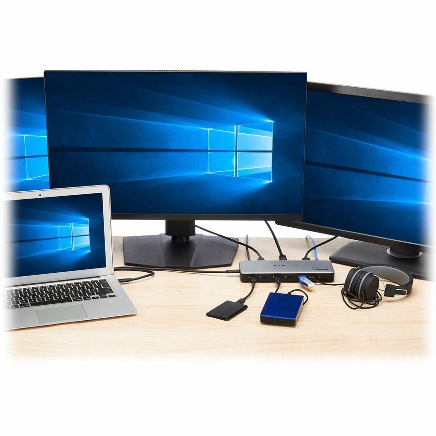 Eaton Tripp Lite Series USB-C Universal Dock, Triple Display - 4K HDMI and DisplayPort, USB 3.2 Gen 1/Gen 2 Hub, GbE, 100W PD Charging