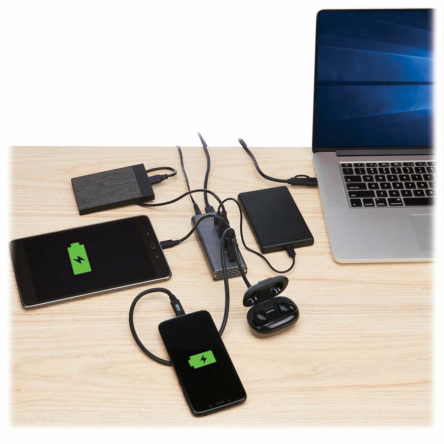 Eaton Tripp Lite Series 7-Port USB-C Hub - USB 3.2 Gen 1 and USB 3.2 Gen 2, 5 USB-A and 2 USB-C Ports, Gray