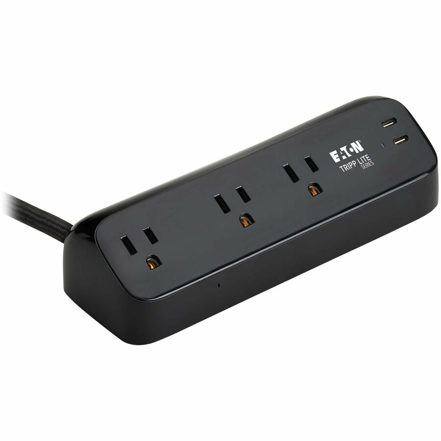 Eaton Tripp Lite Series Protect It! 3-Outlet Surge Protector with 2 USB-C Ports - 5-15R Outlets, 900 Joules, 30W PD Charging, Desk Clamp, 10 ft. (3 m) Braided Cord, Black
