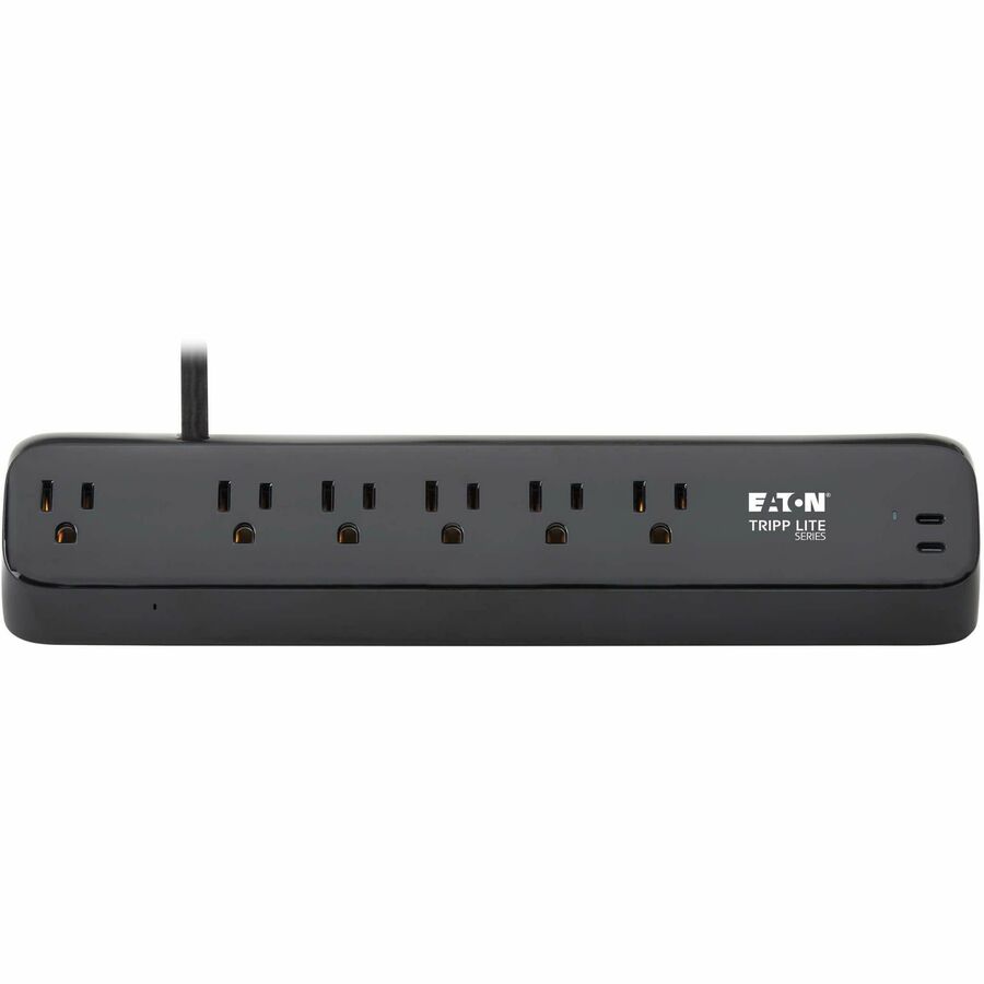 Eaton Tripp Lite Series Protect It! 6-Outlet Surge Protector with 2 USB-C Ports - 5-15R Outlets, 900 Joules, 30W PD Charging, Desk Clamp, 10 ft. (3 m) Braided Cord, Black