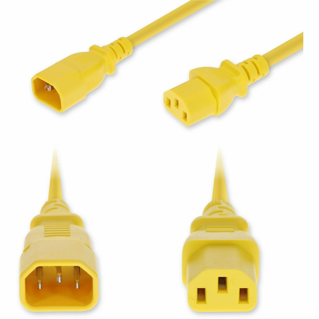AddOn 6ft C14 Male to C13 Female Standard Commercial 18 AWG 250V at 10A PVC SJT (Service Junior Thermoplastic) Yellow Power Cable