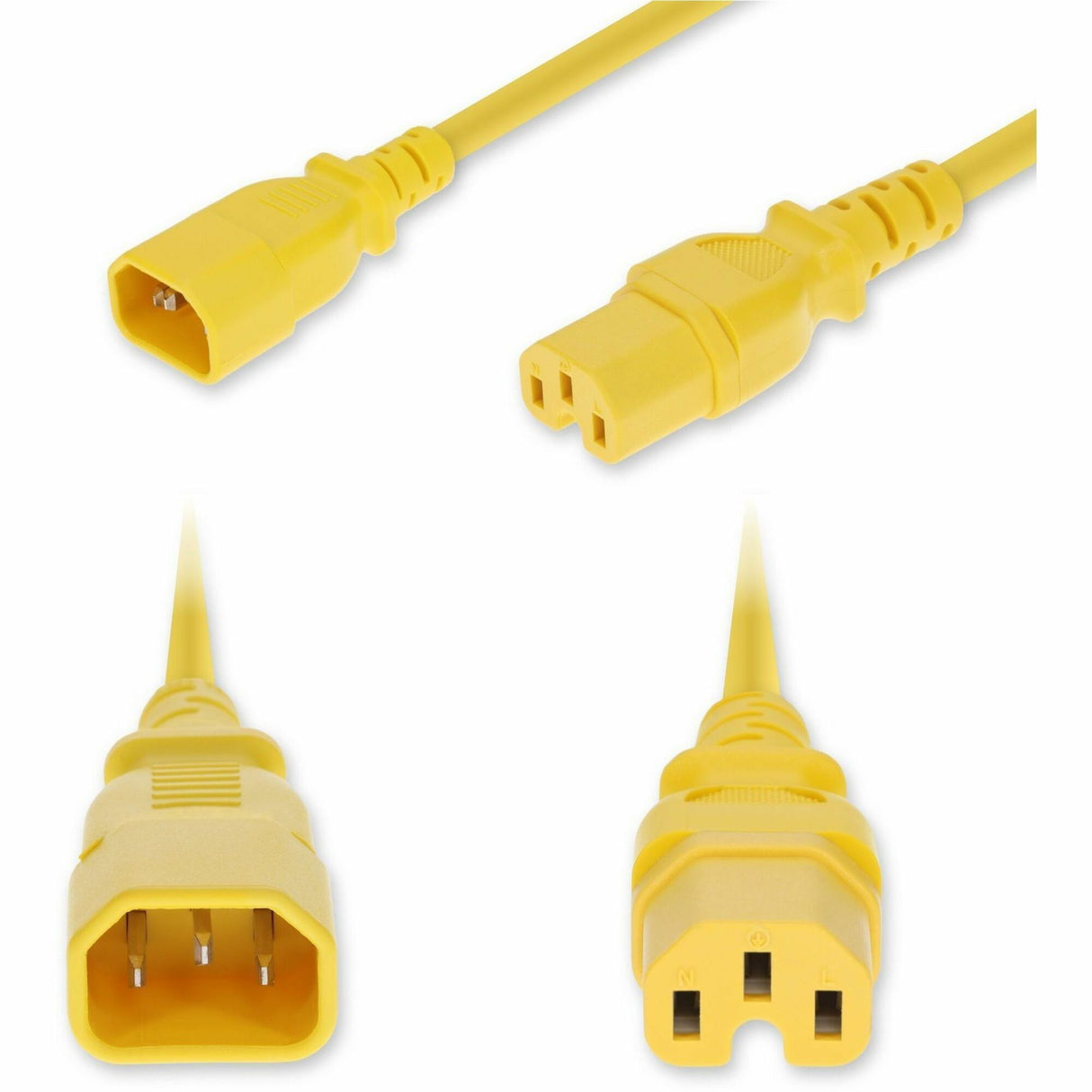 AddOn 6ft C14 Male to C15 Female High-Temperature 14 AWG 250V at 15A PVC SJT (Service Junior Thermoplastic) Yellow Power Cable