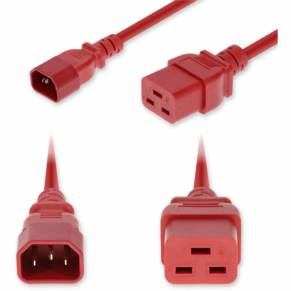 AddOn 5ft C14 Male to C19 Female Industrial Grade 14 AWG 250V at 15A PVC SJT (Service Junior Thermoplastic) Red Power Cable