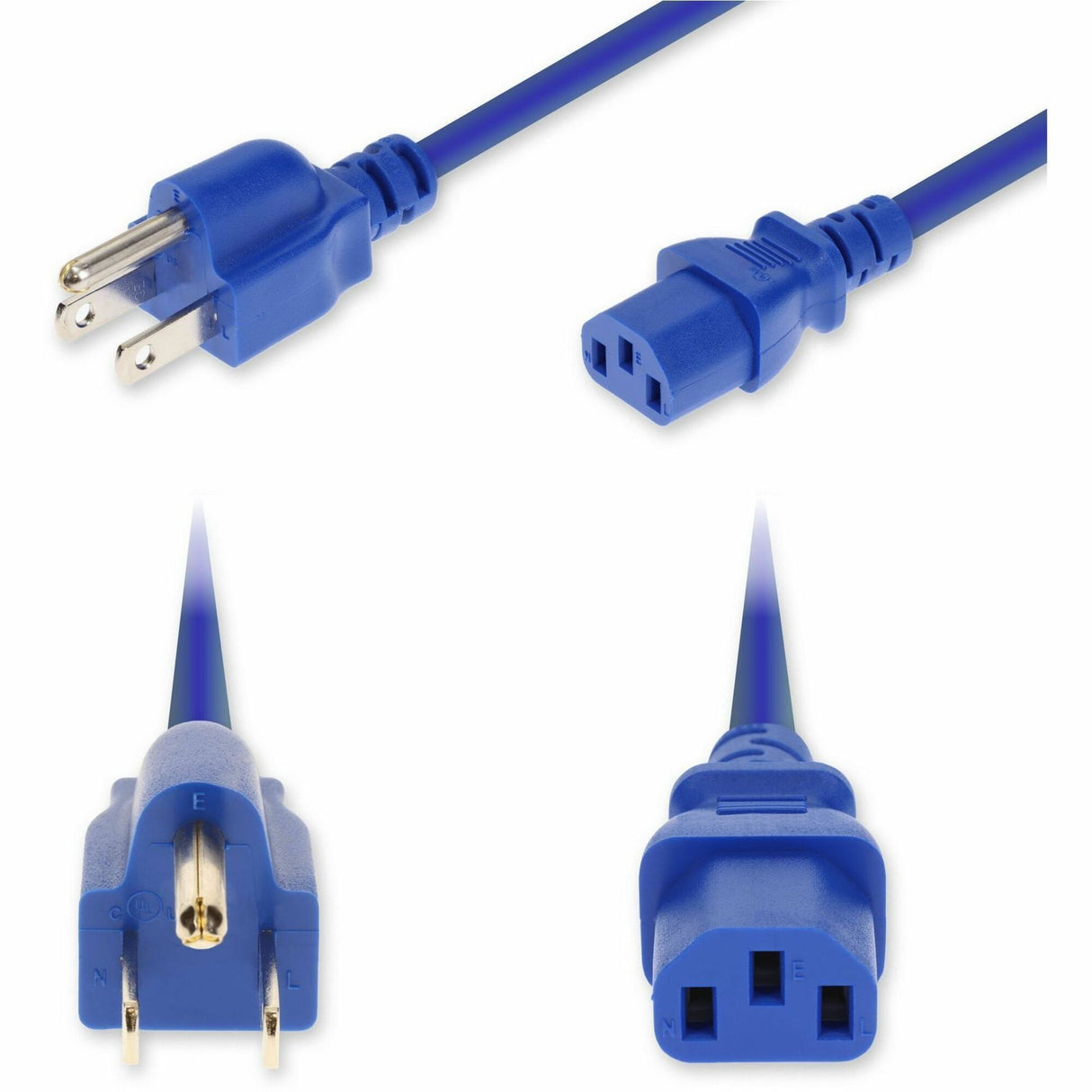 AddOn 3ft NEMA 5-15P Male to C13 Female Standard Commercial 18 AWG 125V at 10A PVC SJT (Service Junior Thermoplastic) Blue Power Cable