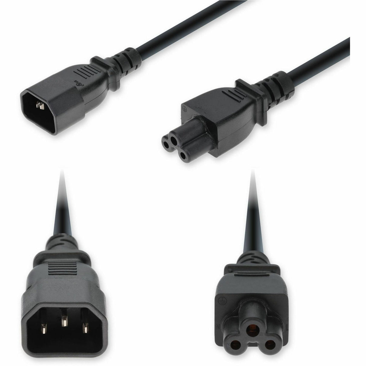 AddOn 6ft C14 Male to C5 Female Standard Commercial 18 AWG 250V at 10A PVC SJT (Service Junior Thermoplastic) Black Power Cable