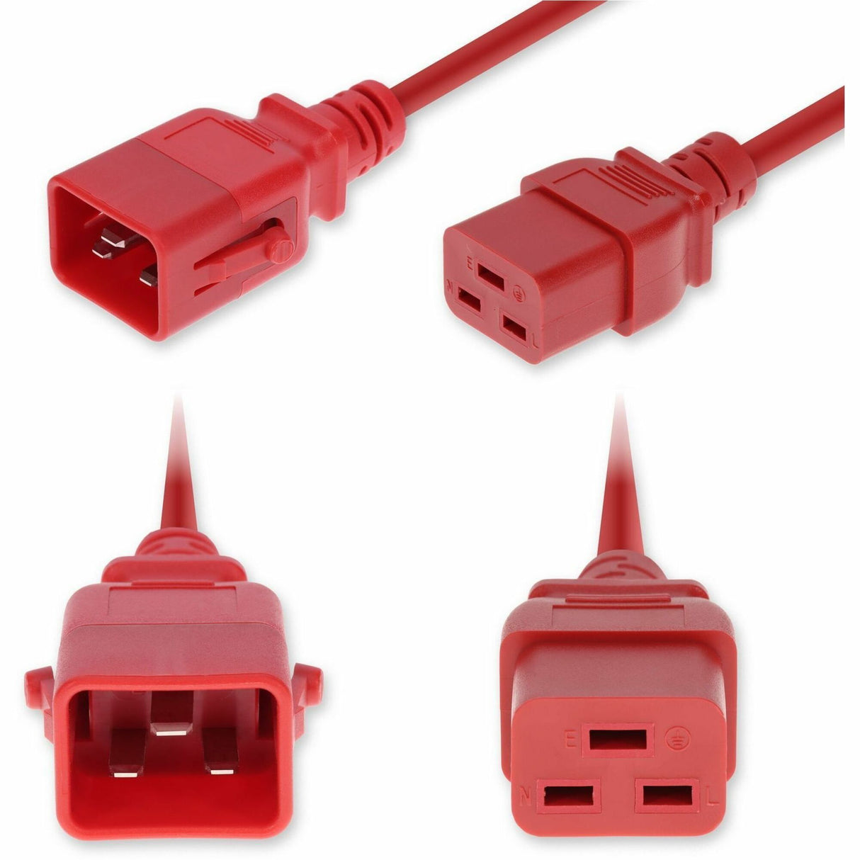 AddOn 5ft C20 Male to C19 Female P-Lock Compatible Industrial Grade 12 AWG 250V at 20A PVC SJT (Service Junior Thermoplastic) Red Power Cable