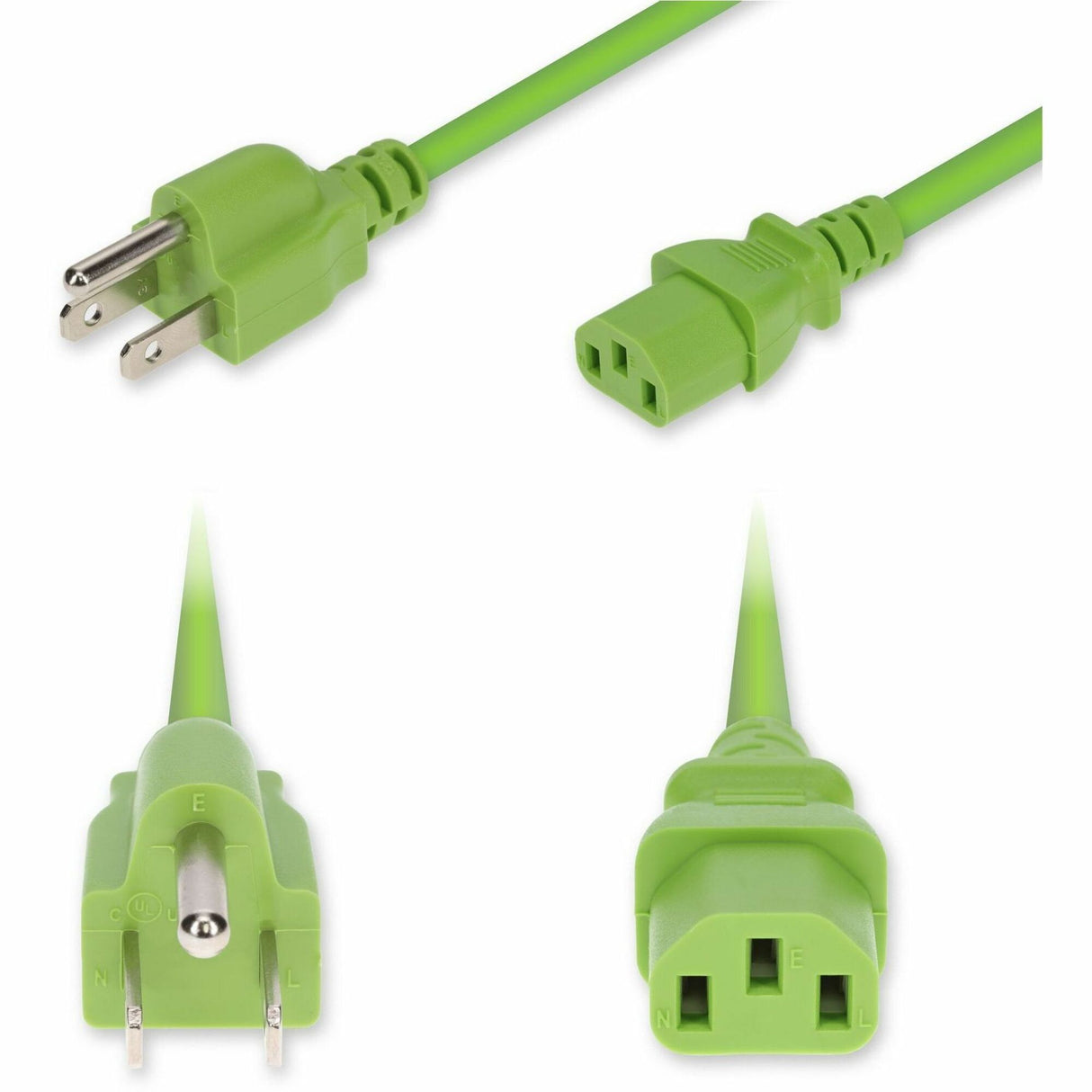 AddOn 6ft NEMA 5-15P Male to C13 Female Standard Commercial 18 AWG 125V at 10A PVC SJT (Service Junior Thermoplastic) Green Power Cable
