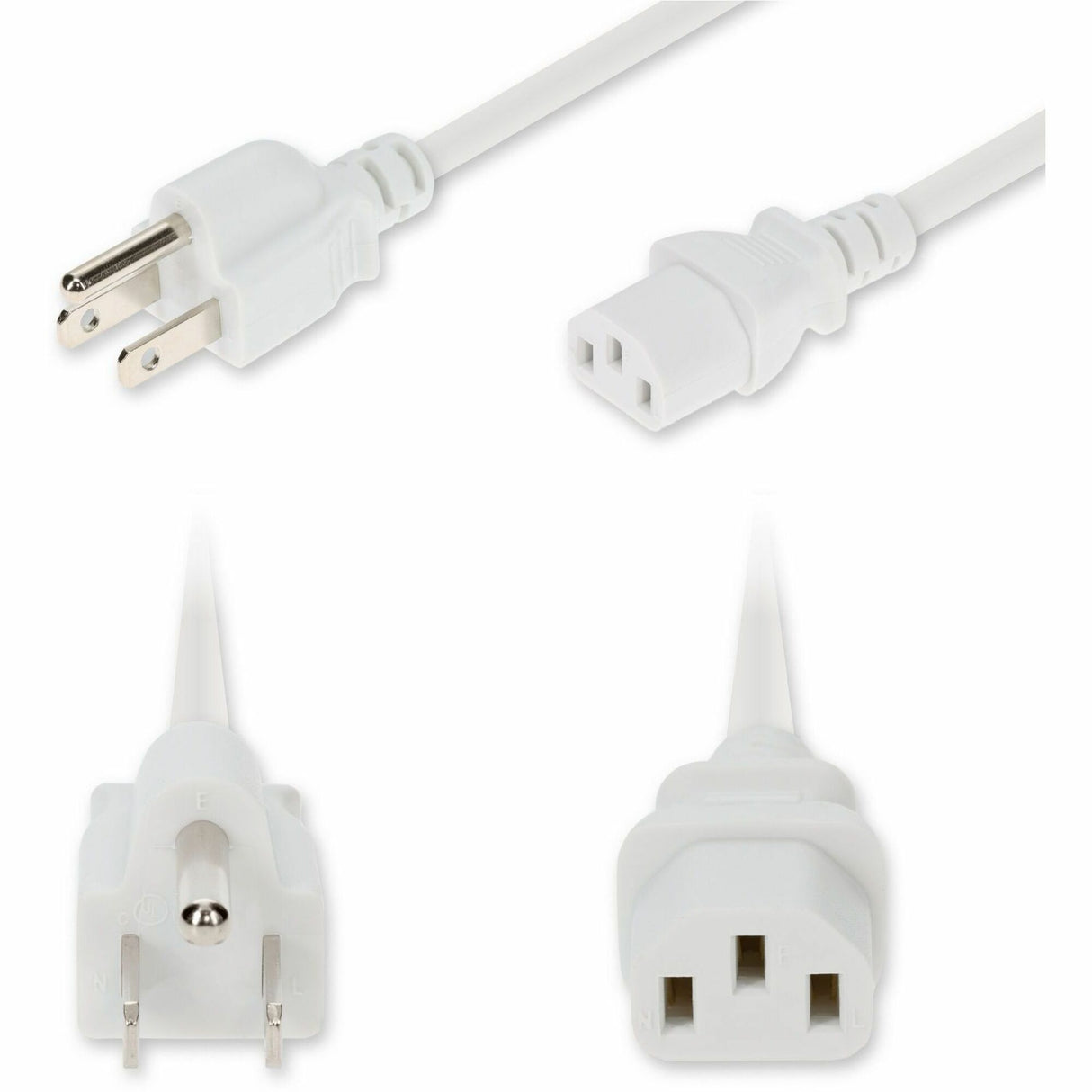 AddOn 6ft NEMA 5-15P Male to C13 Female Standard Commercial 18 AWG 125V at 10A PVC SJT (Service Junior Thermoplastic) White Power Cable