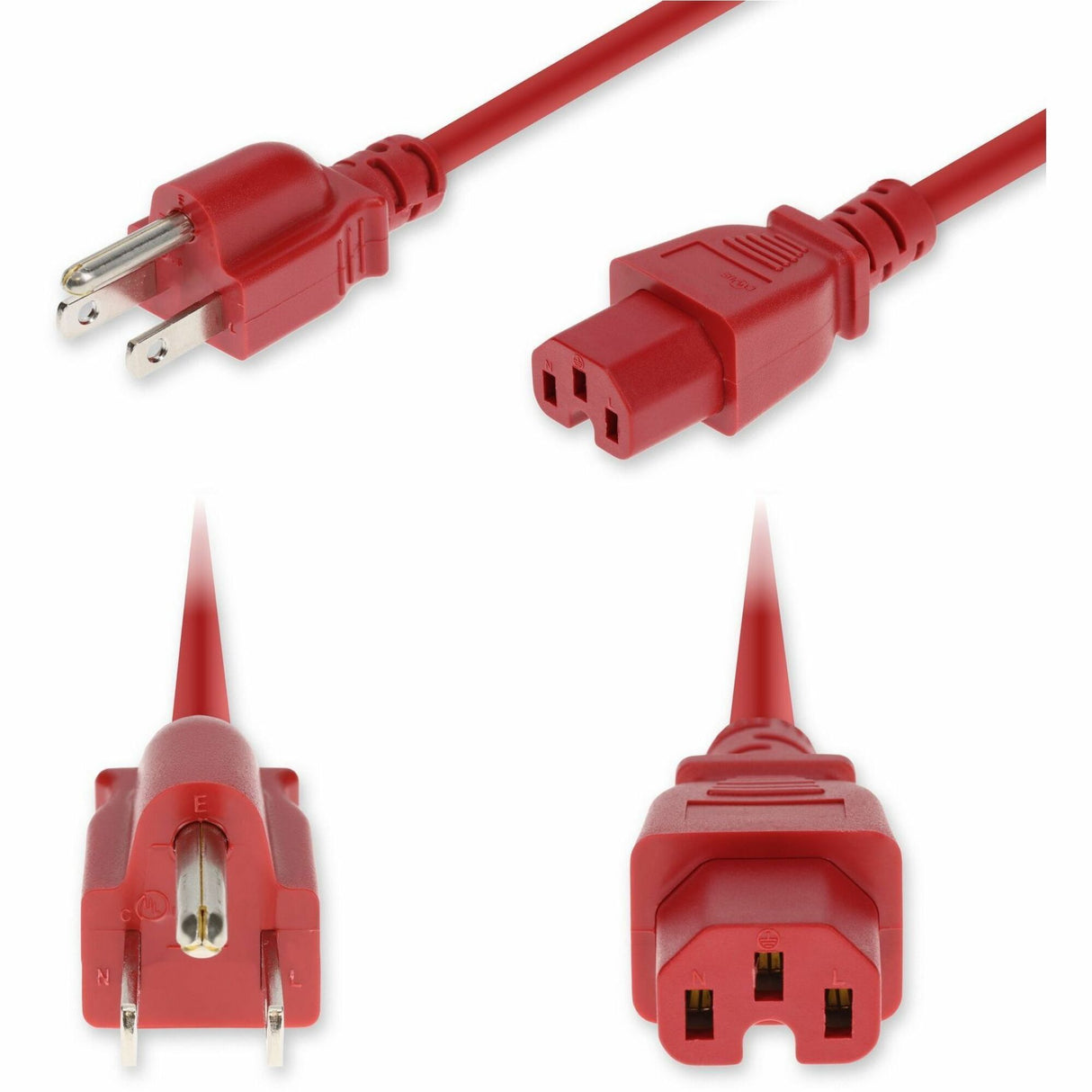 AddOn 8ft NEMA 5-15P Male to C15 Female High-Temperature 14 AWG 125V at 15A PVC SJT (Service Junior Thermoplastic) Red Power Cable