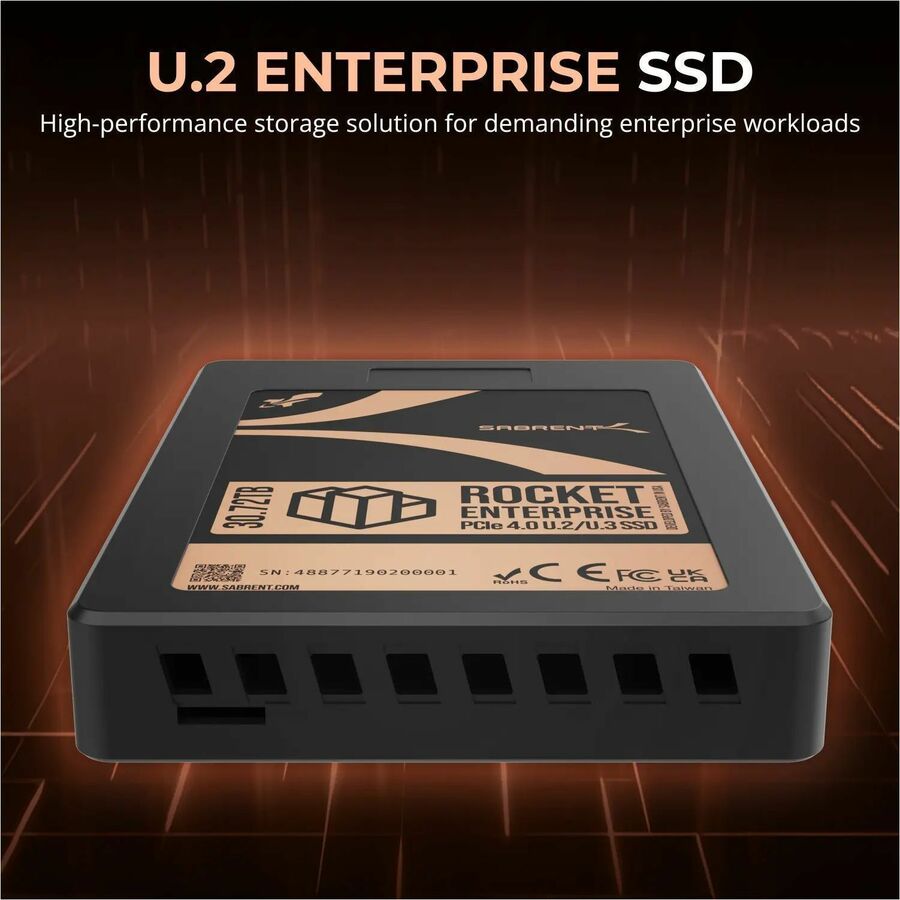Sabrent Rocket Enterprise SB-P4U2 30.72 TB Solid State Drive - Internal - U.2 (PCI Express NVMe 4.0) - Black - TAA Compliant
